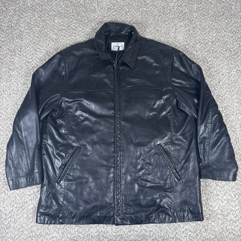 Linea Uomo Leather‎ Jacket Mens 4XL Black Lambskin Full Zip Classic Minimalist